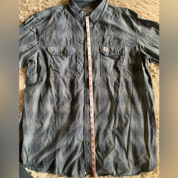 Carhartt Mens 2XL Tall Button Up Shirt Long-sleeved Relaxes Fit Gray Shirt - Picture 4 of 9